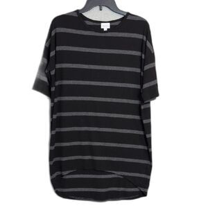 LuLaRoe Black Gray Stripe Tunic Tee Stretch Women's XS